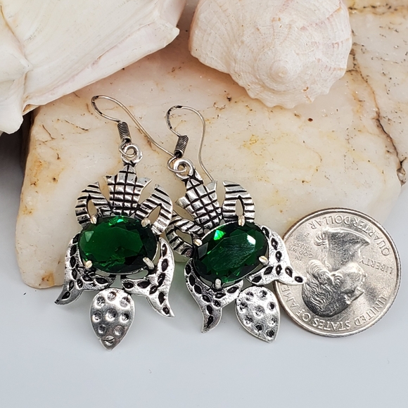 Diopside Stones Silver 925 Earrings - Picture 2 of 5